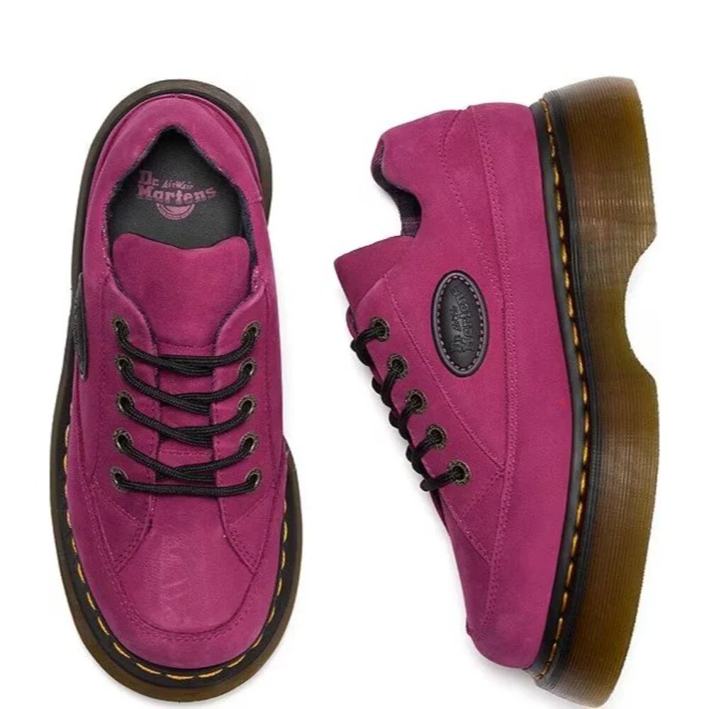 Dr Martens Women Buzz 5-Eye Suede Platform Loafer Shoes Fuschia Pink US 8 EU 39
